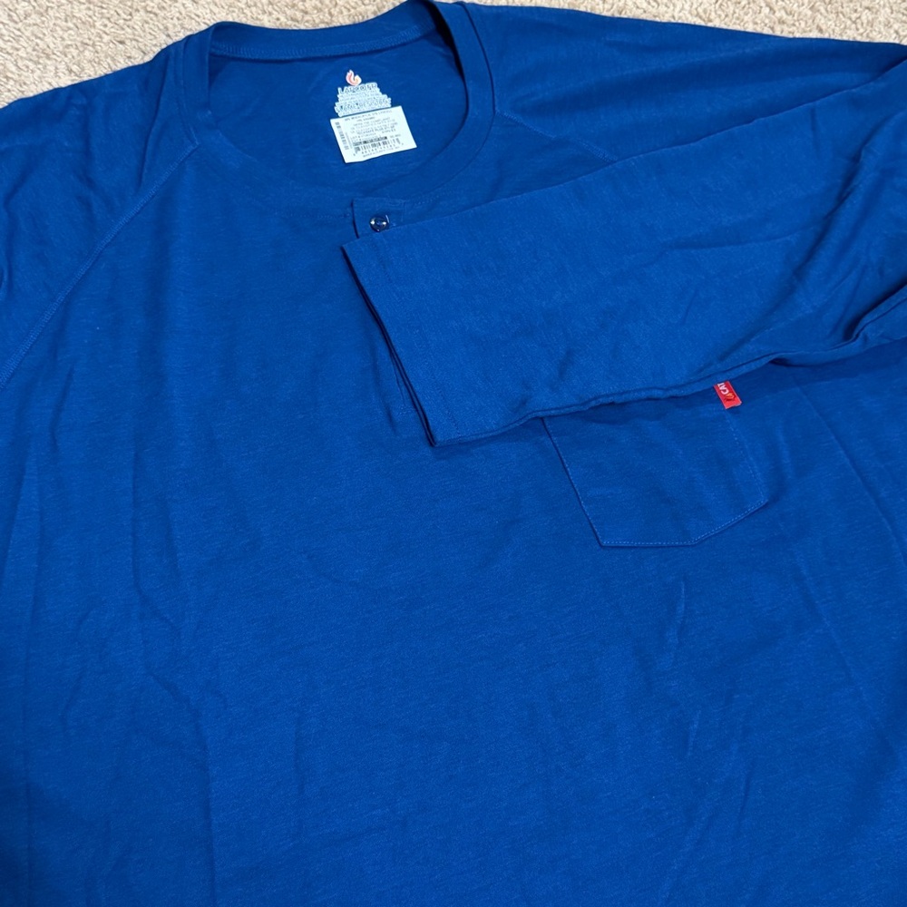 Lapco FR Flame Resistant Henley Shirt 5XL Blue NFPA 70E Workwear